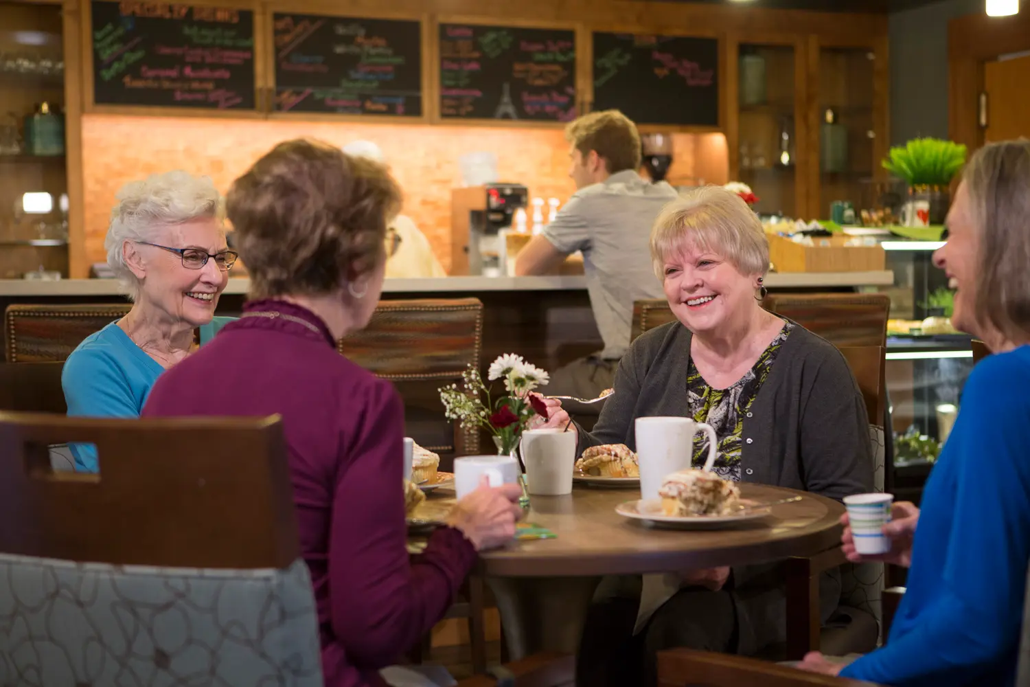 Join us for coffee and pastries at our Central Blend Coffee Bar. You can ask questions, see our campus, and get a sense of the lifestyle at Dallas Retirement Village