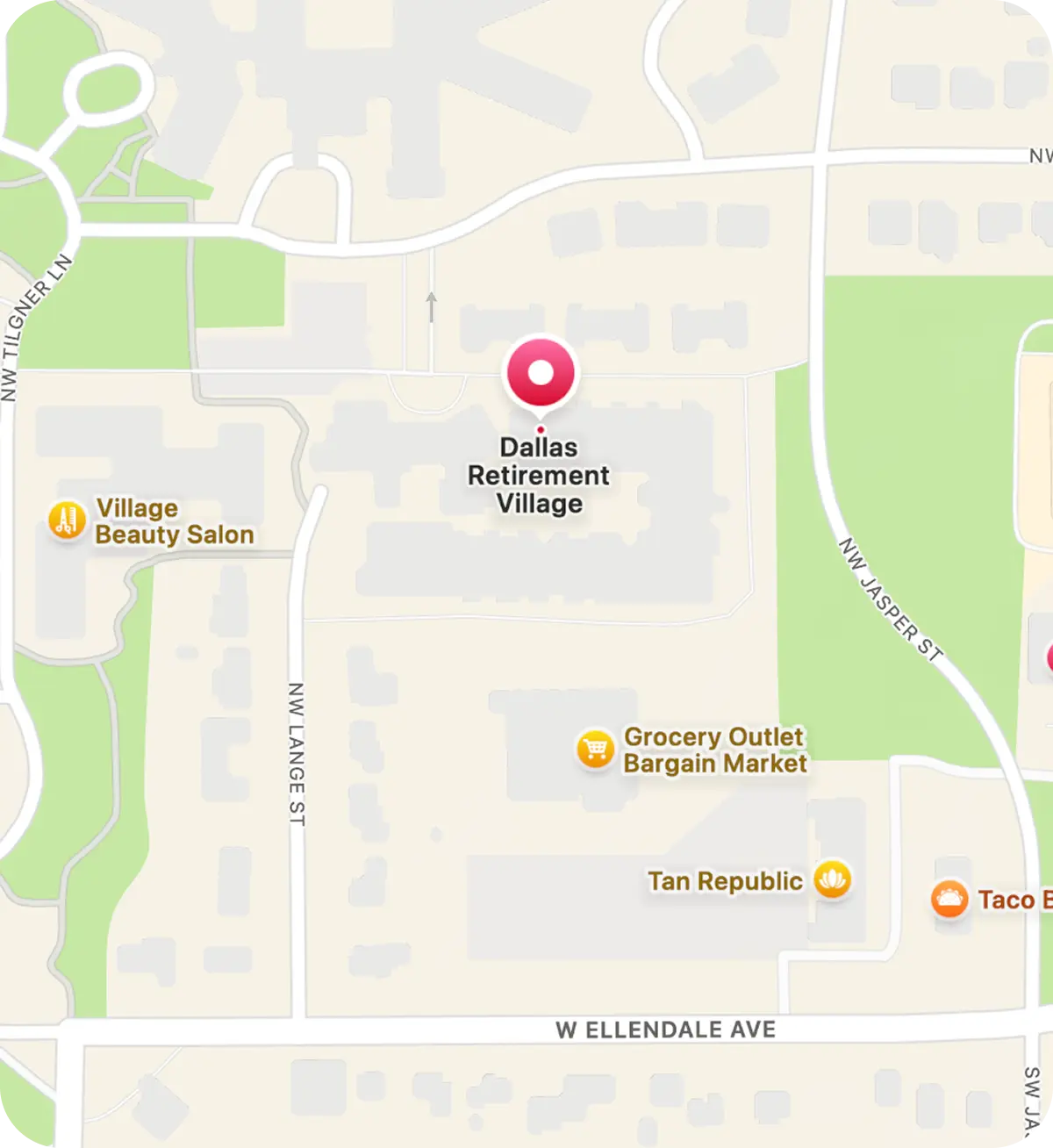 Dallas Retirement Village map